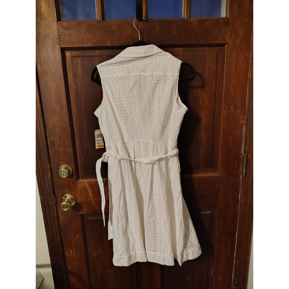 Charter Club Sleeveless Shirt Dress White Gingham Palm Beach Women's 10 P - Picture 4 of 4